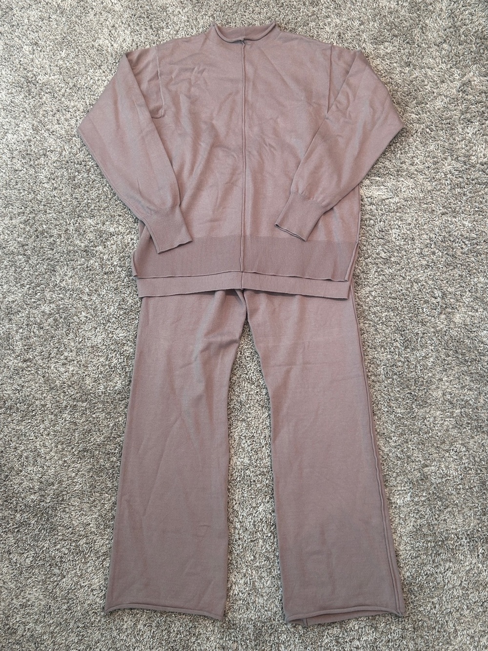 Coord 2 Piece Knit Mauve Sweater Set